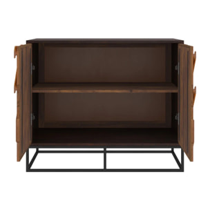 Commode 2 portes en bois d'acacia et bois recyclé - Krabi