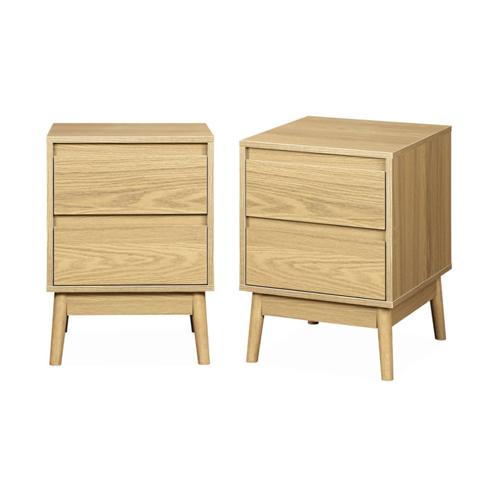 Lot de 2 tables de chevet décor bois. deux tiroirs