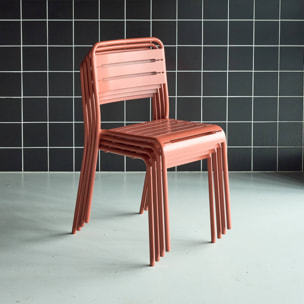 Lot de 4 chaises de jardin acier. 4 places. terracotta. Amelia. L44 x P52 x H79cm