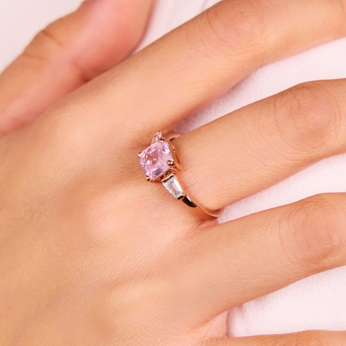 Anello Cocktail con Cubic Zirconia Rosa