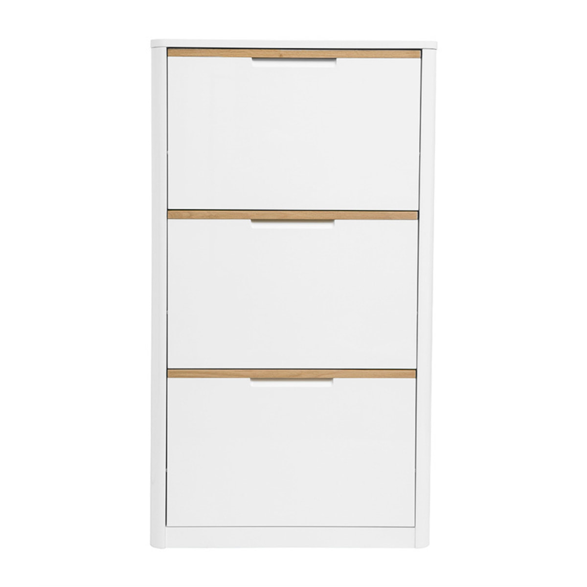Meuble à chaussures 3 portes finition blanc laqué brillant L68 cm KIRK