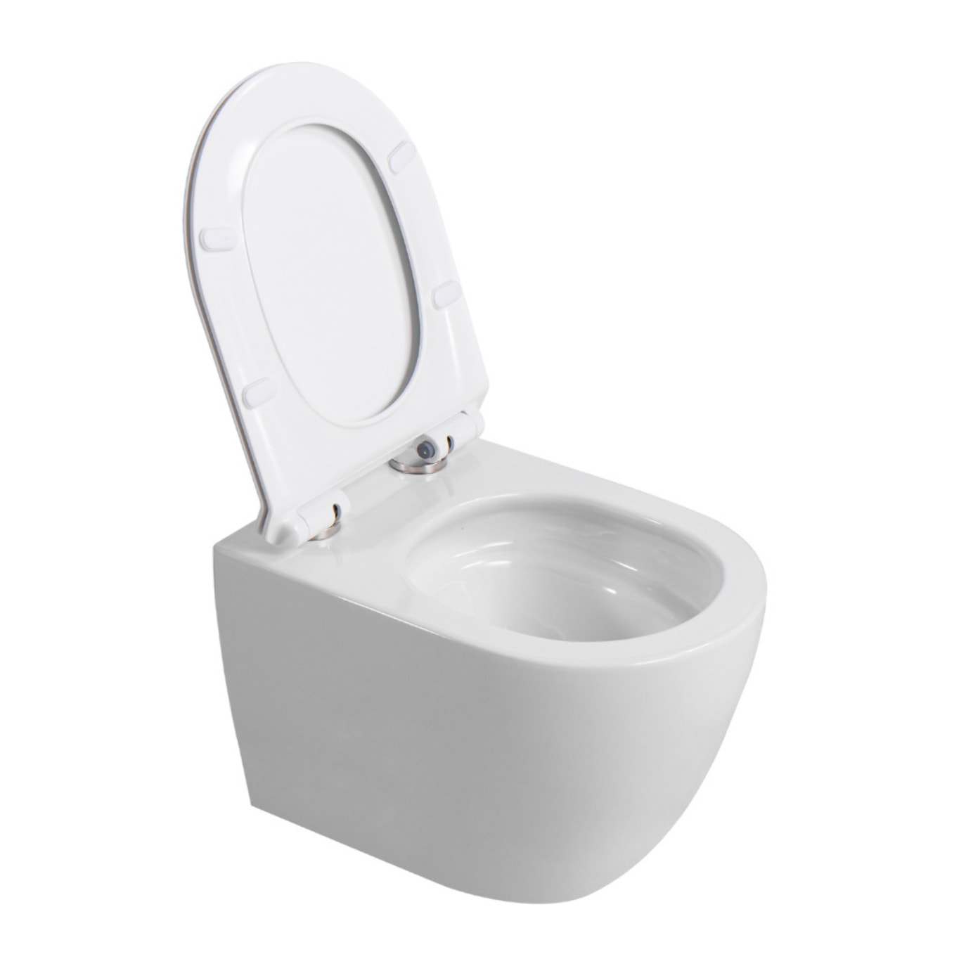 PixL WC suspendu en céramique Vortex , fixations invisibles + abattant Soft-Close, Blanc brillant (CEPX010RTORP)