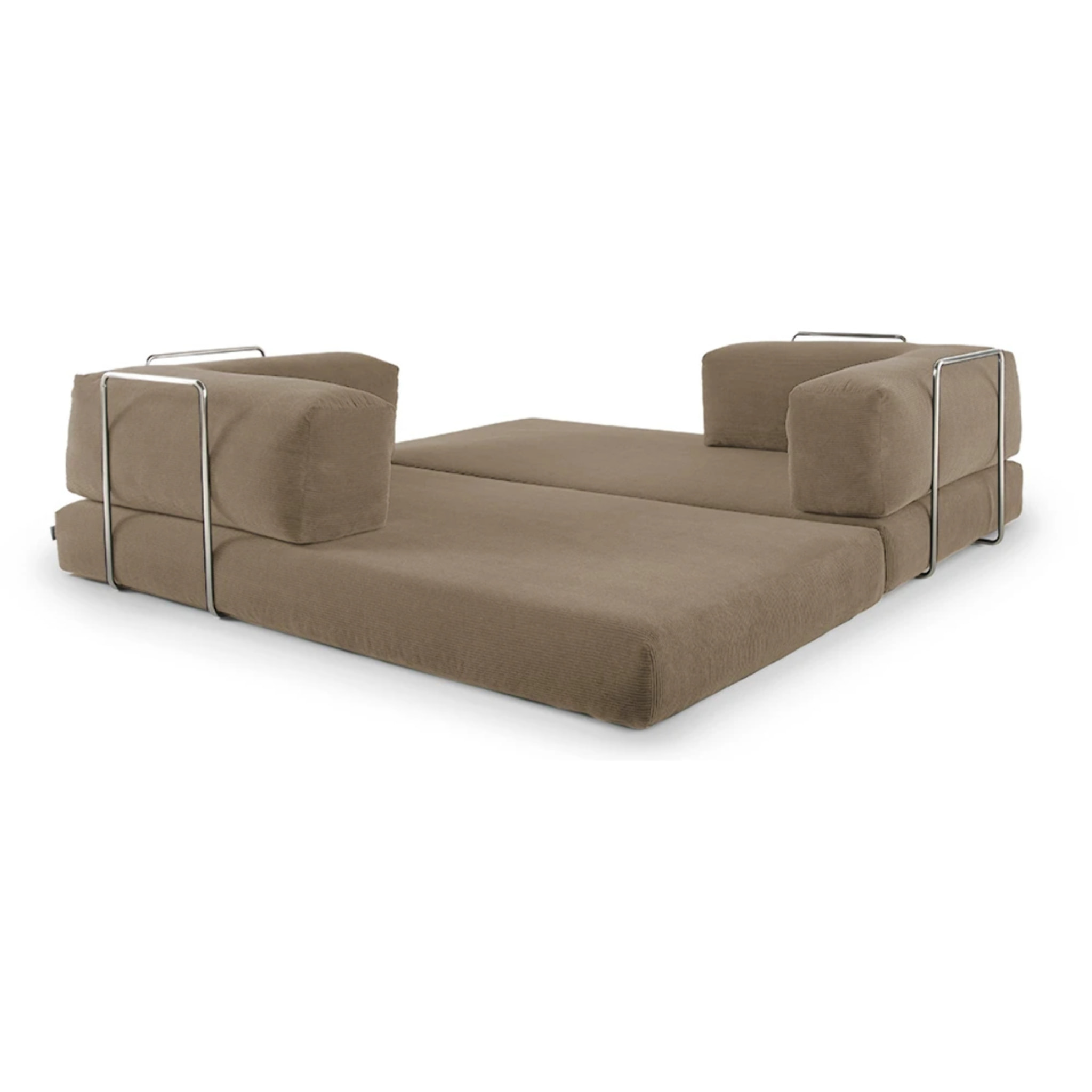 TRENDY - Canapé compressé 3 places modulable en velours côtelé taupe