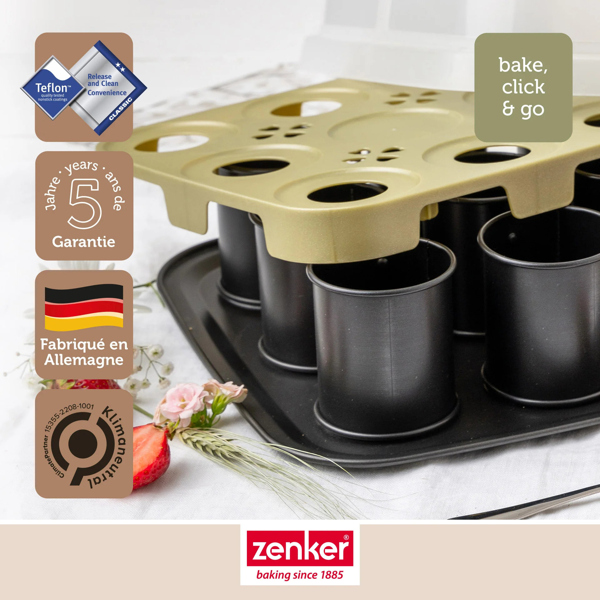 Lot de 2 moules à gâteaux 29/29 cm en acier Zenker Bake Click and Go