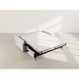 Julia - canapé lit 3 places convertible express couchage quotidien 140 cm matelas 14 cm en tissu - Gris clair