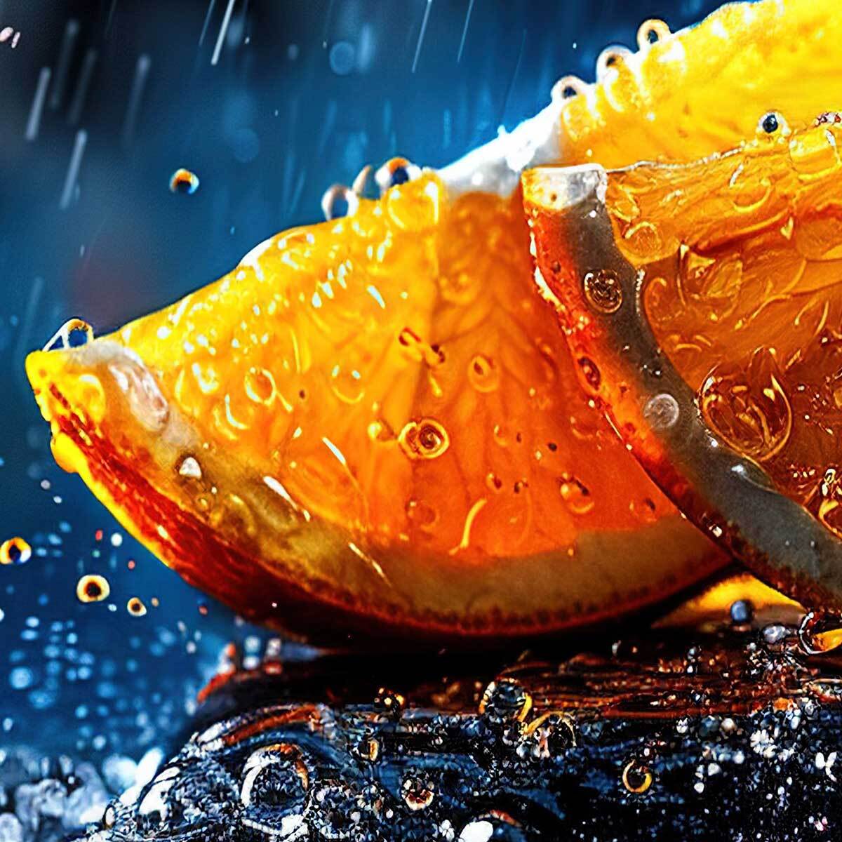 Tableau quartier d’orange sous la pluie Toile imprimée