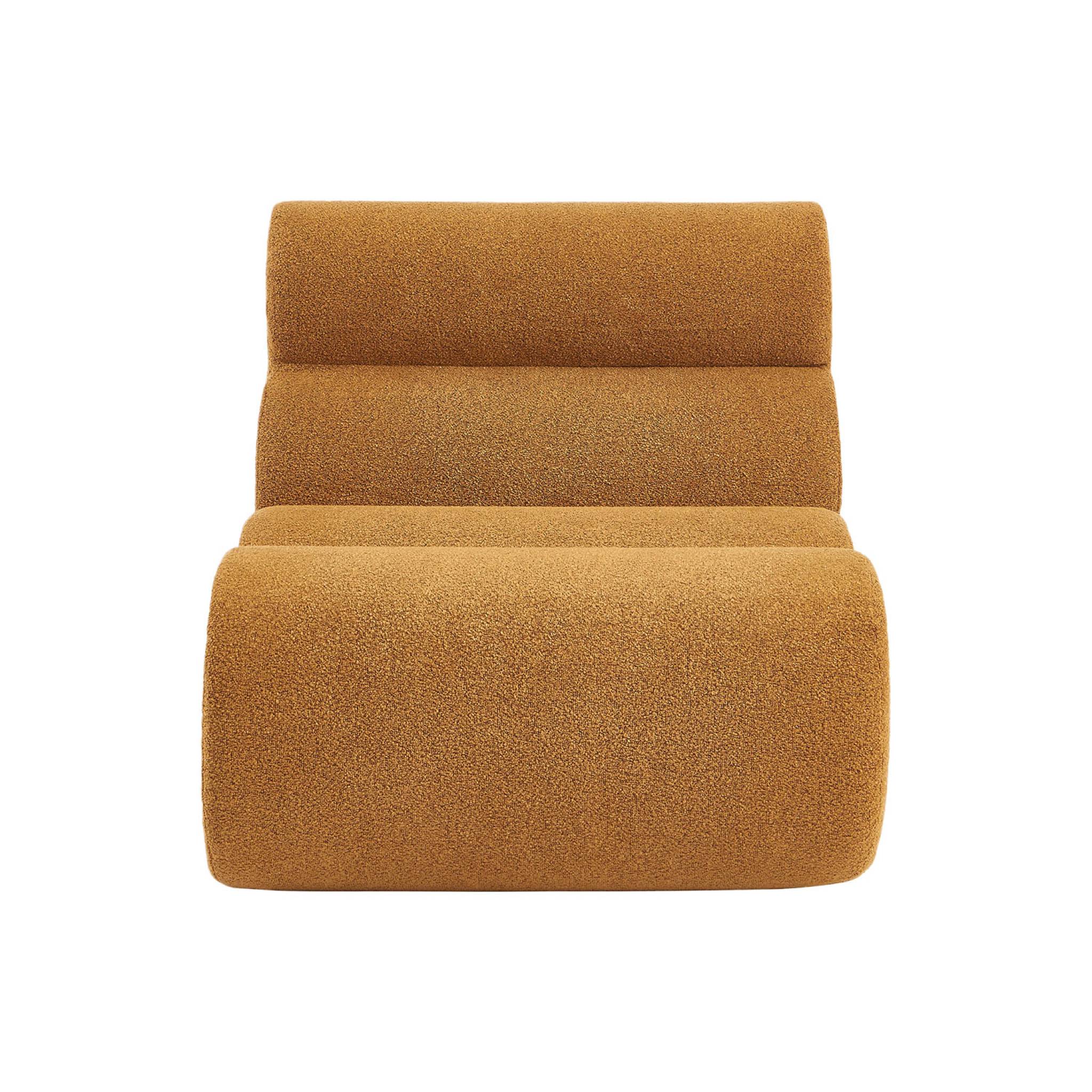 Lot de 2 chauffeuses bouclette texturée moutarde 1 place - L 81 x P 99 x H 75cm - Nova