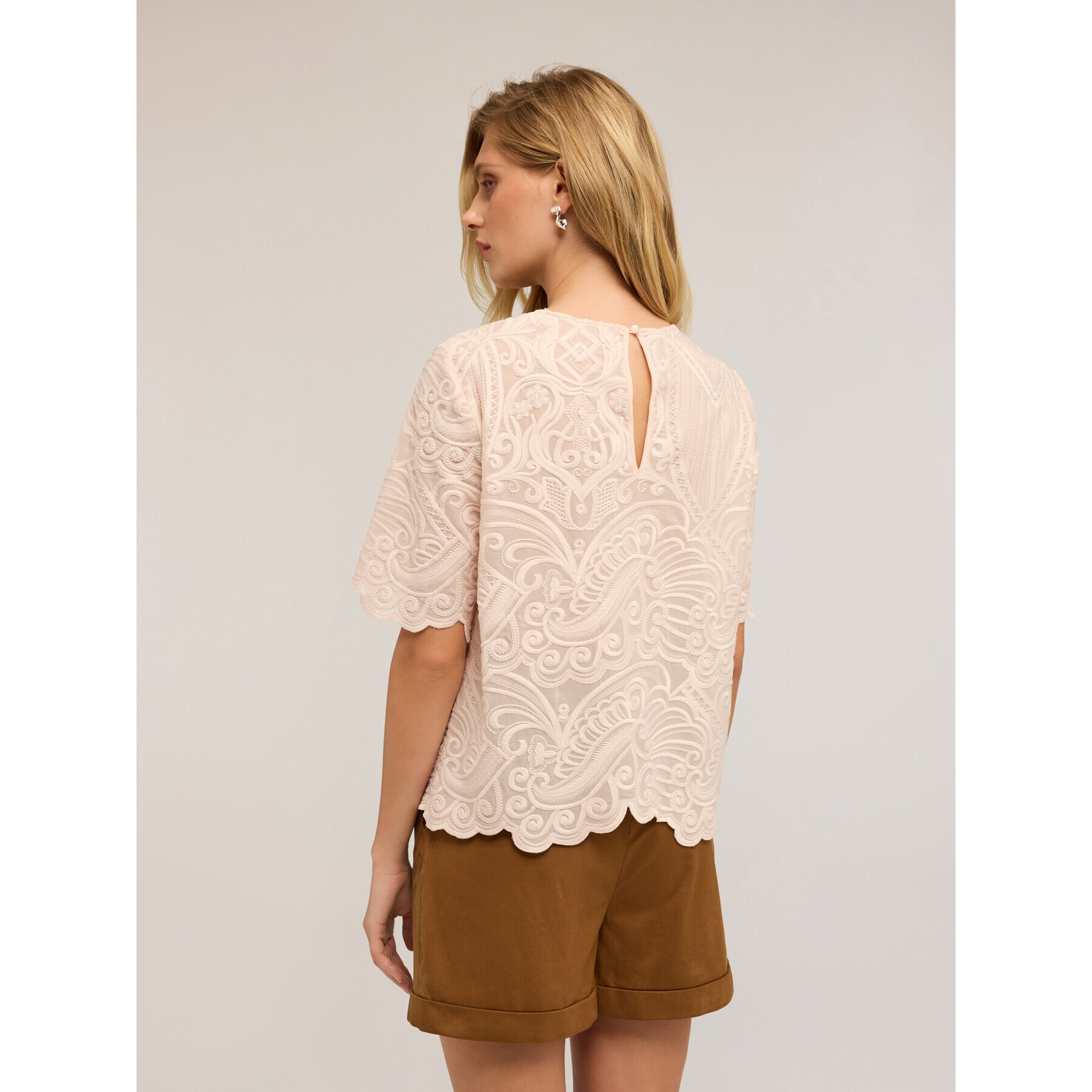 Motivi - Blusa in organza ricamata - Rosa