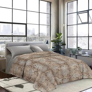 INTRECCI Piumino Singolo Invernale 170 x 260 cm, 300 g/m², Anallergico e Antiacaro, Made in Italy Fantasia: Leopard