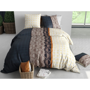 Parure housse de couette 100% coton 57fils + 2 taies Curtis