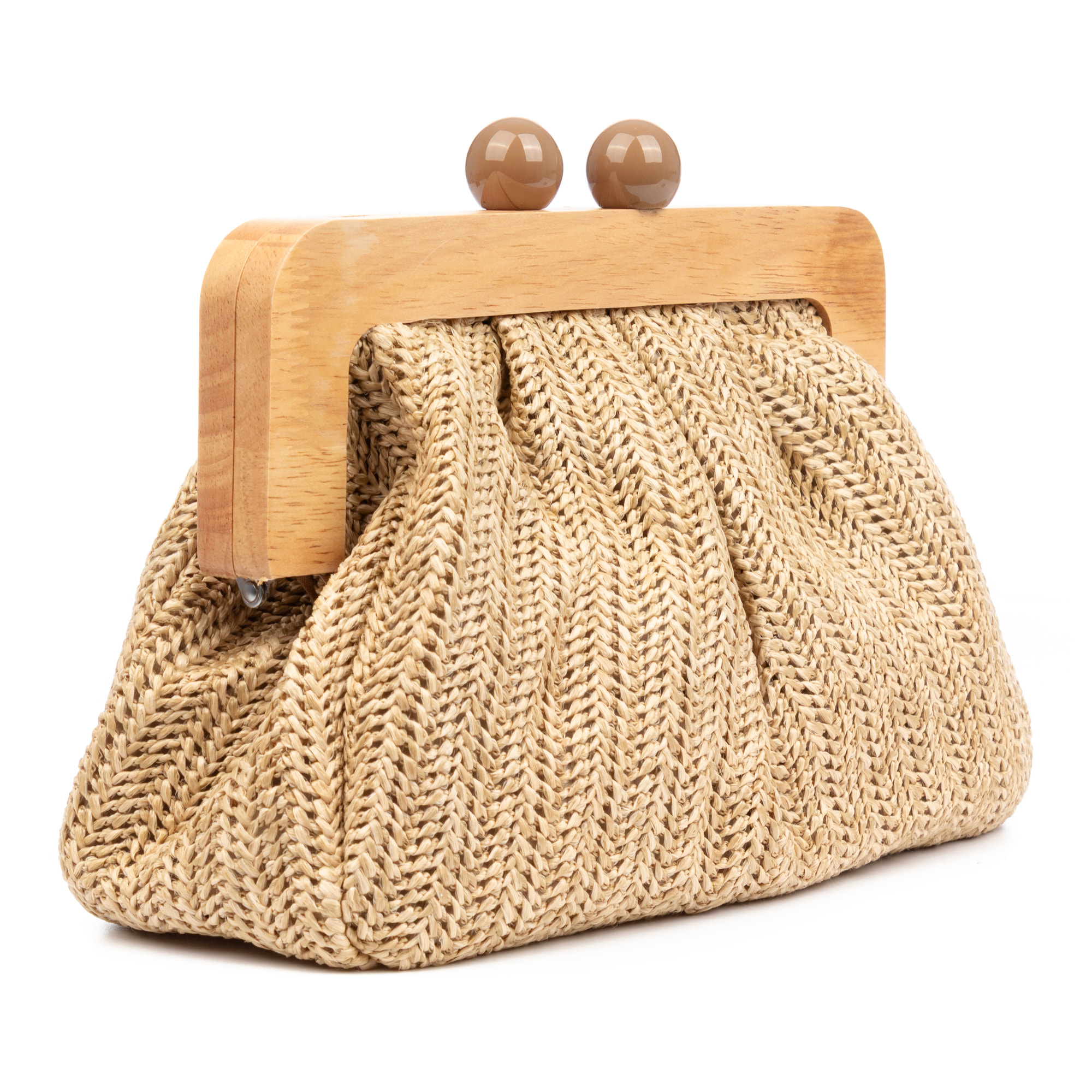 Benestare Bolso bandolera Mujer. Tela con detalles de madera natural y piel sintética.