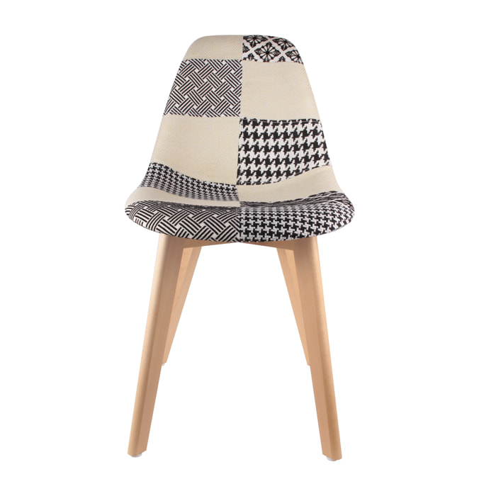 Chaise Scandinave Patchwork Noir Blanc - Lot De 2