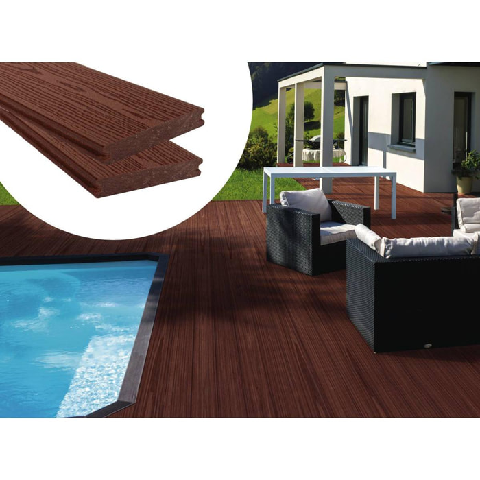 Pack 15 m² - Lames de terrasse composite co-extrudées - Marron