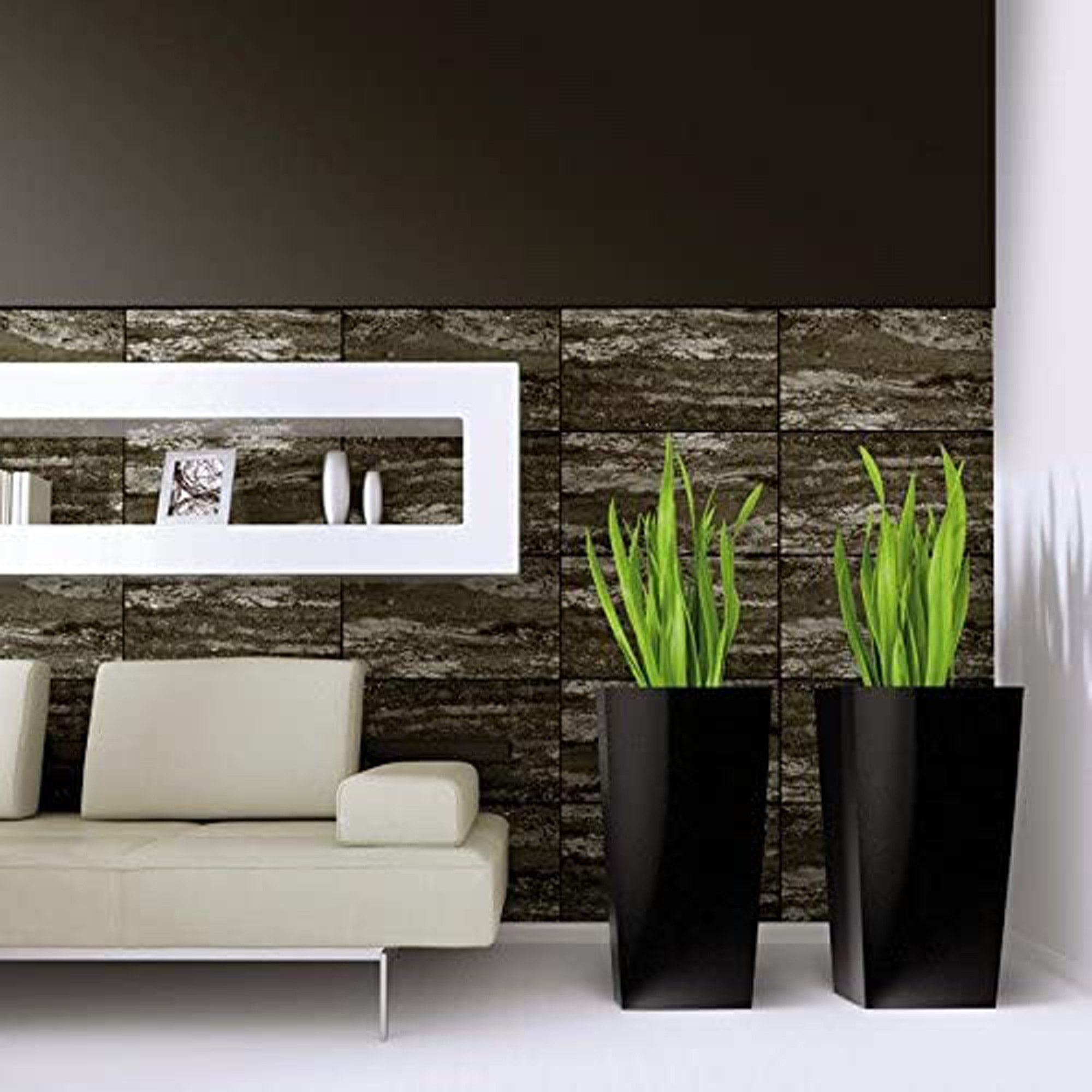 Maceta alta de plástico con depósito en color Antracita