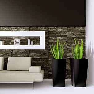 Maceta alta de plástico con depósito en color Antracita