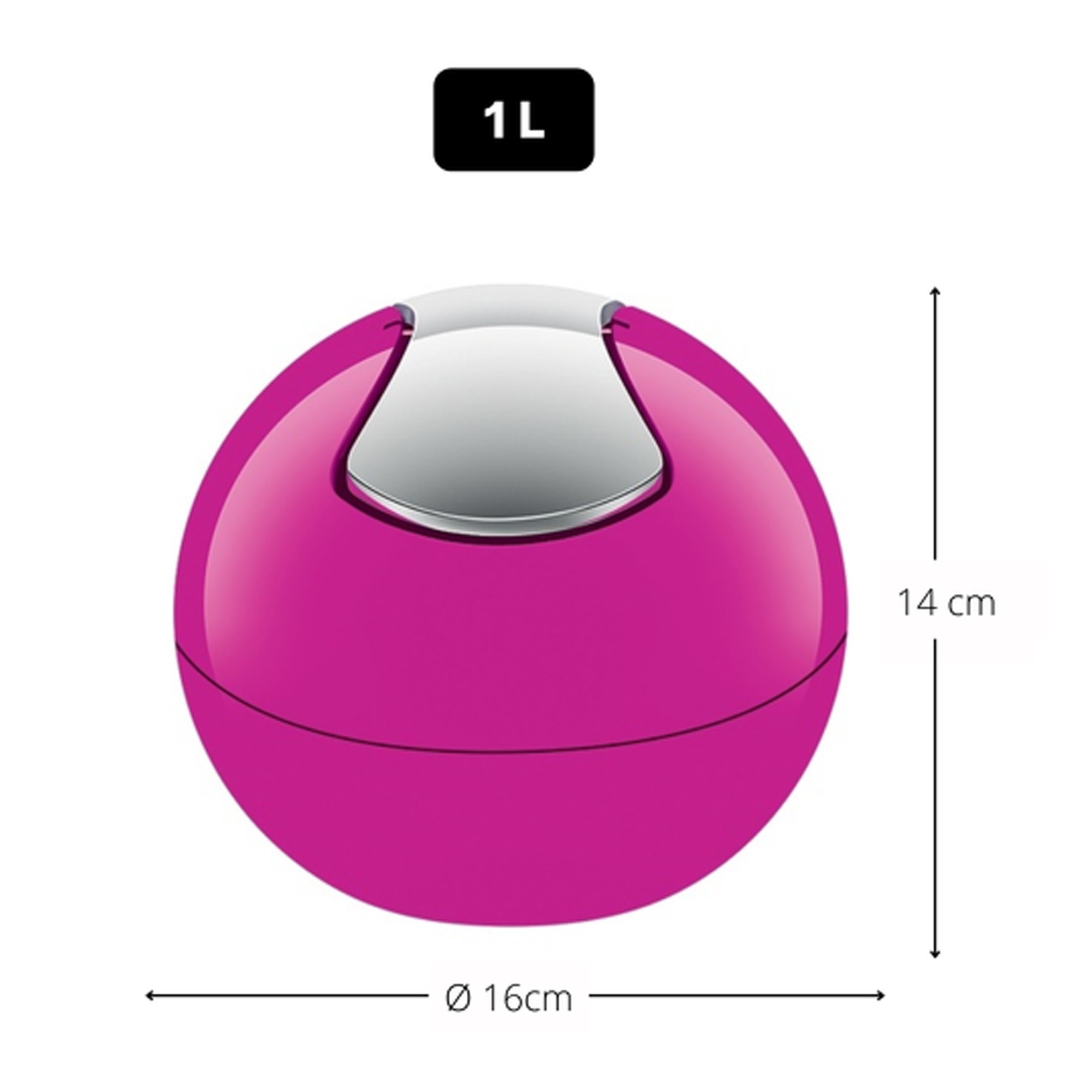 Spirella colección bowl, papelera ø16 x 14 cm (1 litro), poliestirol, morado