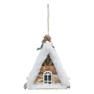 Sujet maison neige 13cm polystyrène assorti