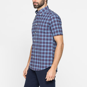 CAMICIA A MANICA CORTA IN COTONE FIAMMATO FANTASIA