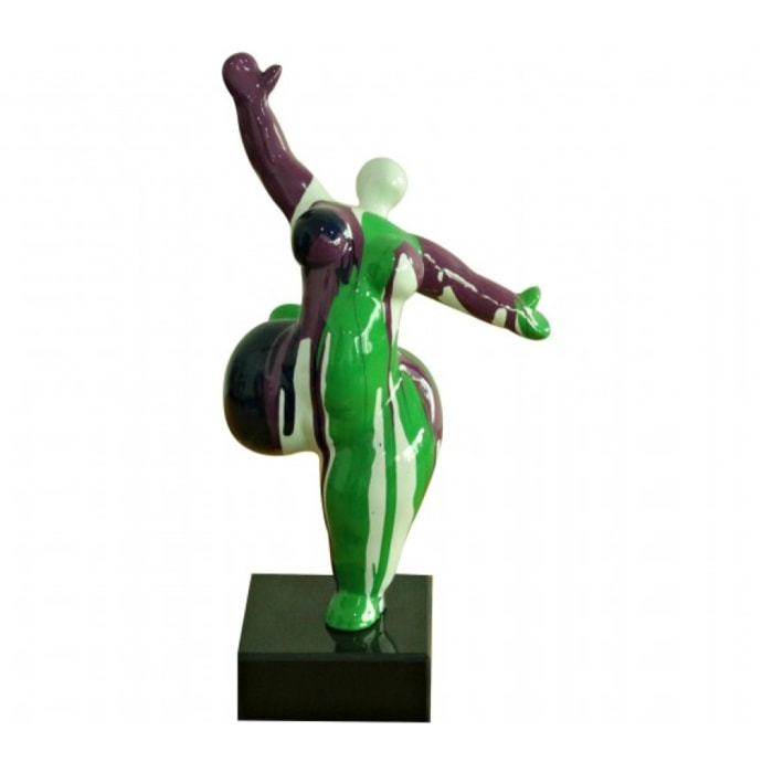 Statuette femme figurine verte marron H33cm - DANSEUSE