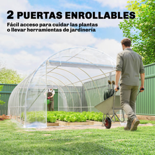 Invernadero de Exterior 6x3x2 m, Invernadero de Túnel con 2 Puertas Enrollables, Marco de Acero Galvanizado y Cubierta de PE 150g/m², Anti-UV, Impermeable, para Cultivos, Transparente