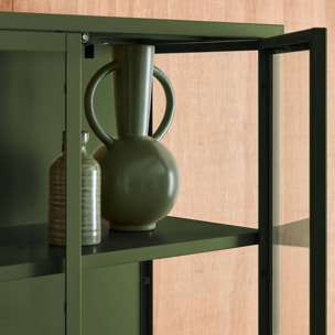 Buffet, vaisselier acier et verre trempé 2 portes 180cm ARKANSAS