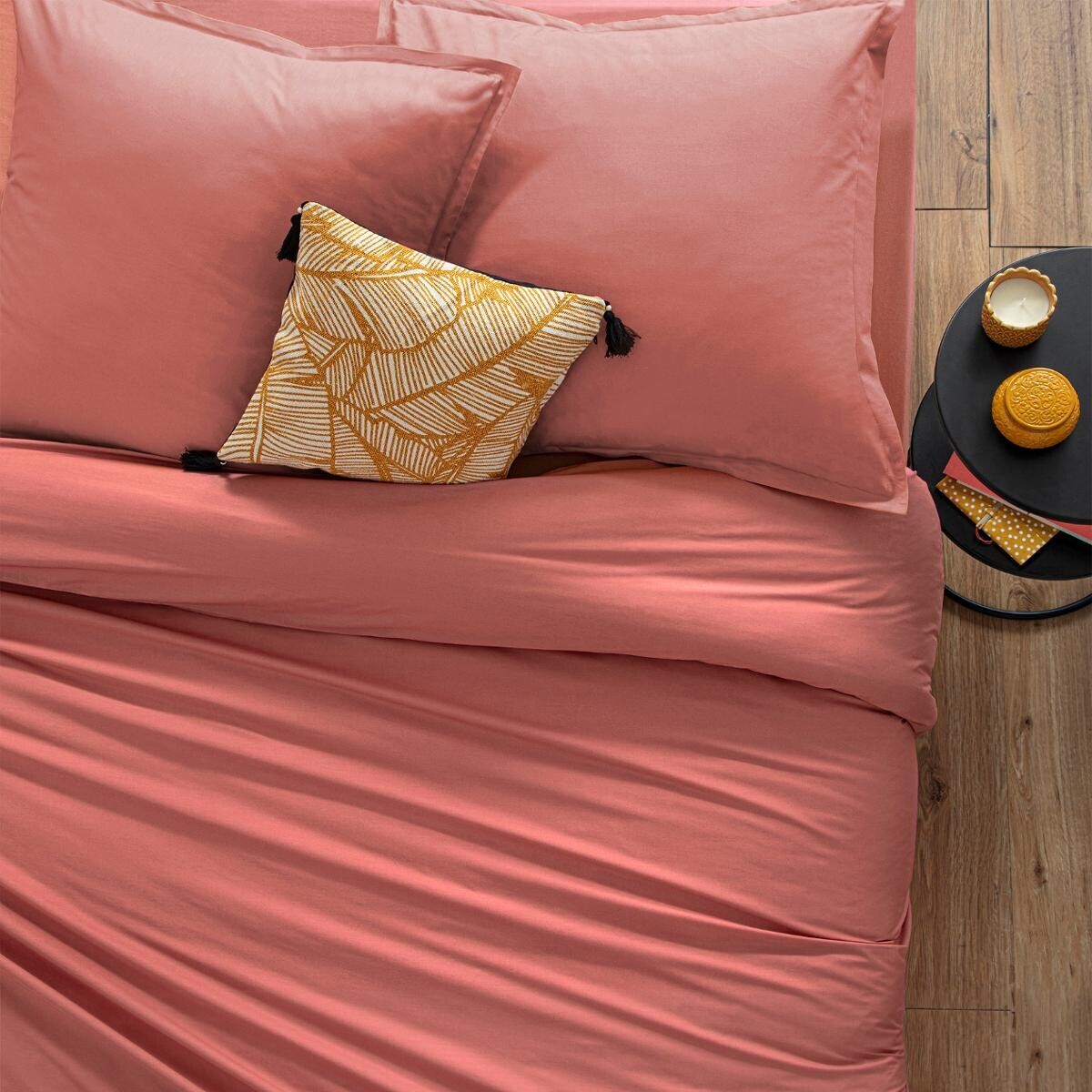 Drap-housse "Carina" coton rose blush 160x200cm