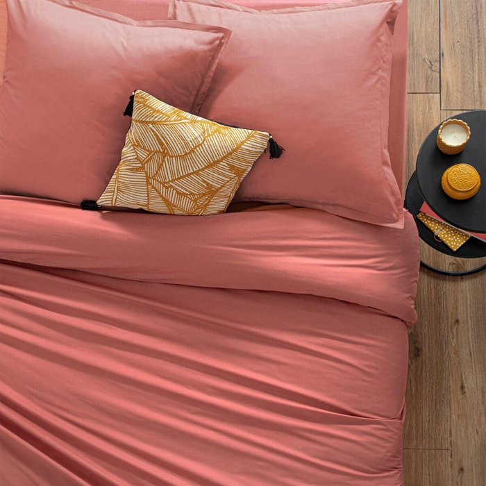 Drap-housse "Carina" coton rose blush 160x200cm