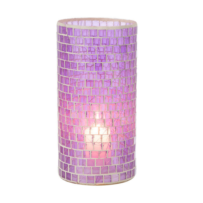 J-Line Vase Mosaiques Rond Verre Mauve