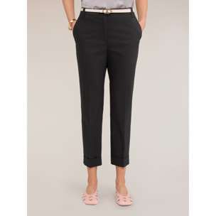 Motivi - Pantalones cropped de mezcla de algodón - Negro