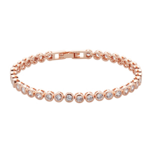 Bracciale U.S. Polo Assn. In metallo dorato rosa con cristalli bianchi rotondi