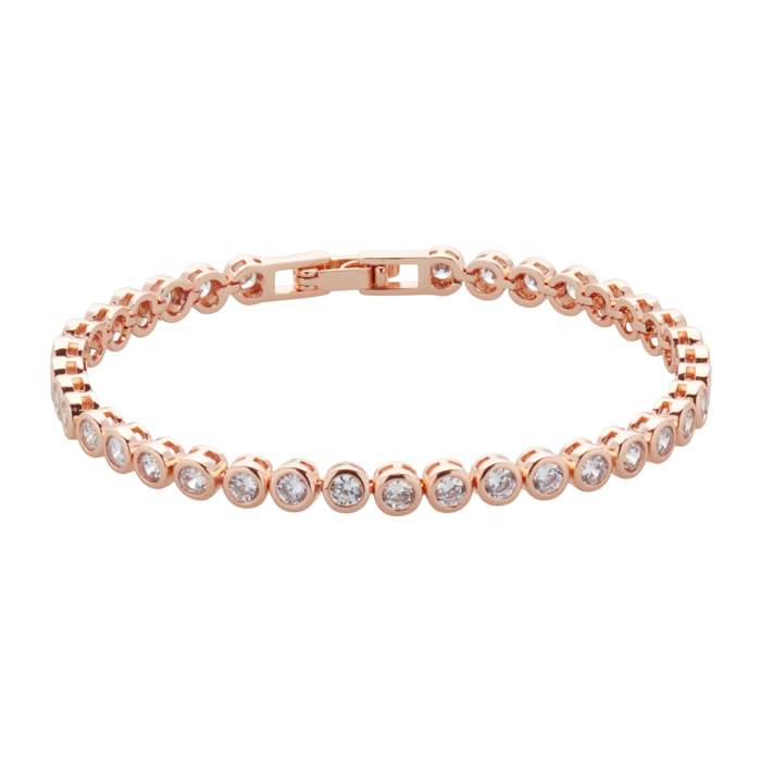 Bracciale U.S. Polo Assn. In metallo dorato rosa con cristalli bianchi rotondi