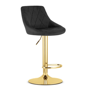 Sgabello da bar girevole Kast in velluto nero e oro