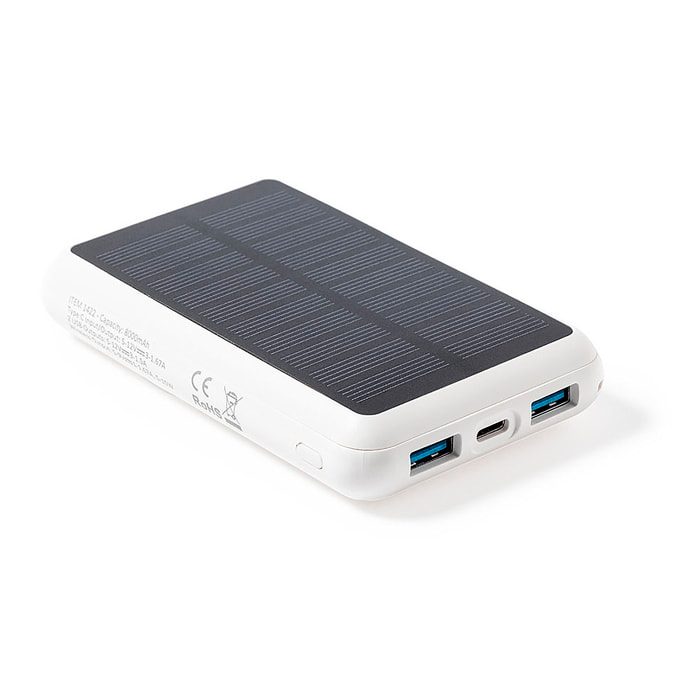 Power Bank solar Inalámbrico 15W. Magnético. 8000 mAh. 2 Salidas USB y 1 Tipo C. Entrada Tipo C