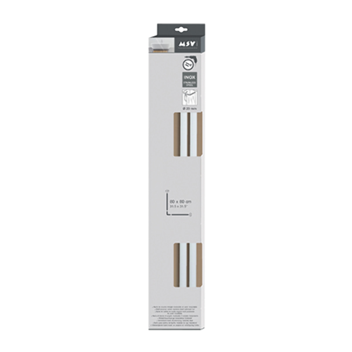Barre tringle pour rideau de douche d'angle à fixer en Alu 80x80cm Blanc MSV