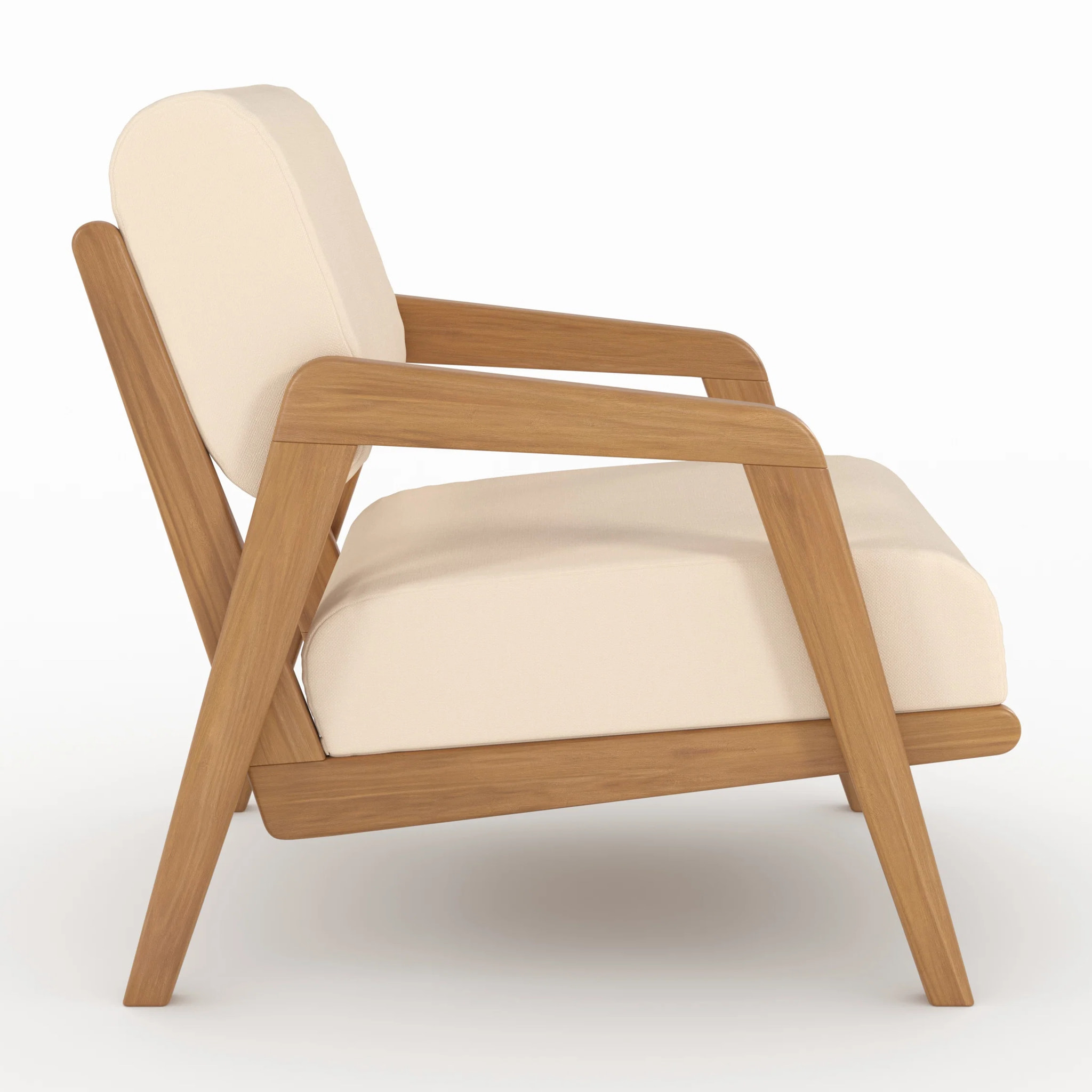 Fauteuil de jardin en bois d'acacia et tissu beige clair - Siargao