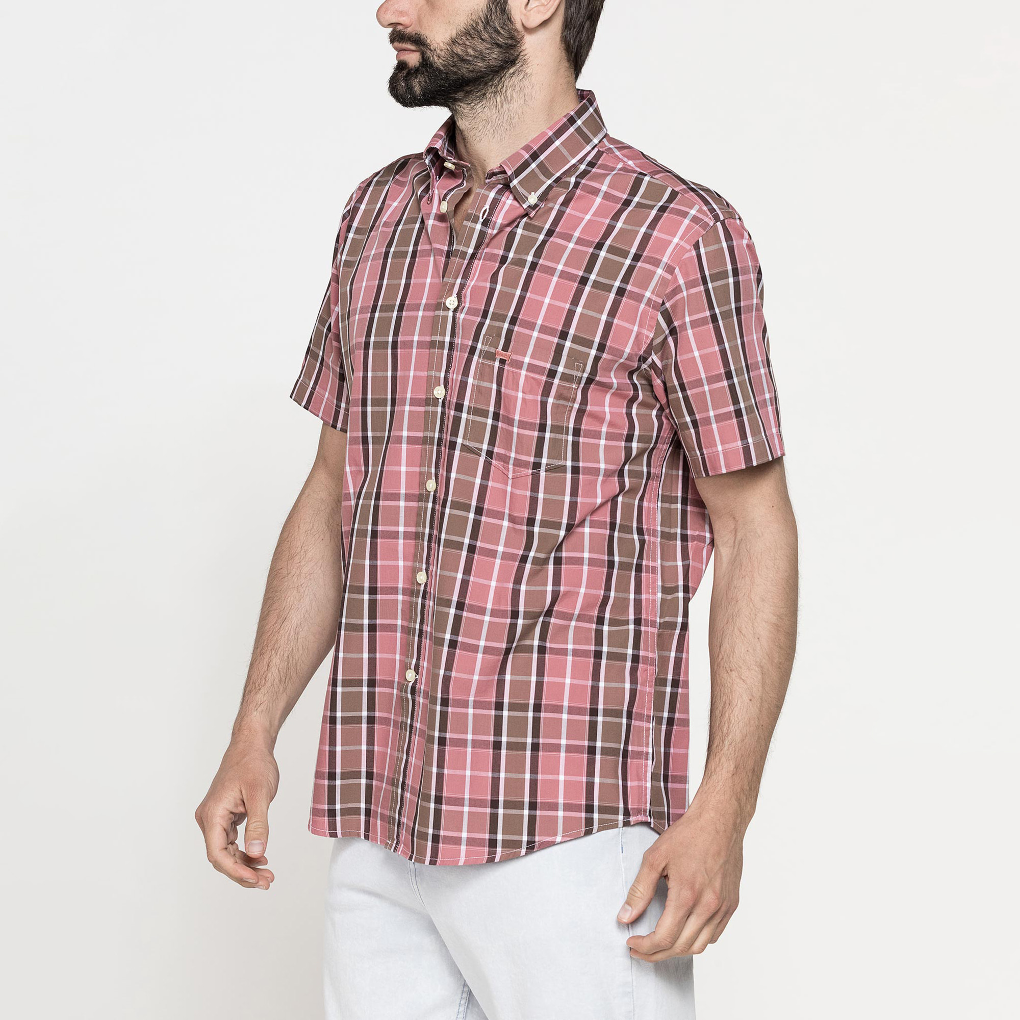 CAMICIA A MANICA CORTA IN COTONE CON FANTASIA
