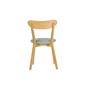 Chaises vintage en bois clair chêne et tissu effet velours vert céladon (lot de 2) DOVE