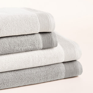 Lot de 4 serviettes Harmony Titanium White bicolores - Zero Twist - 600 grammes