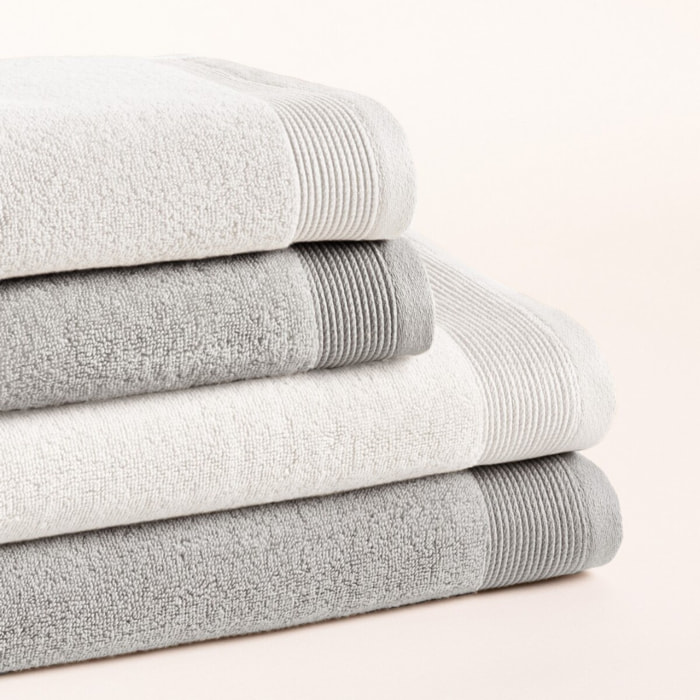 Lot de 4 serviettes Harmony Titanium White bicolores - Zero Twist - 600 grammes