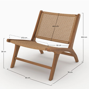 Fauteuil en bois de teck et tissage synthétique - Kilka