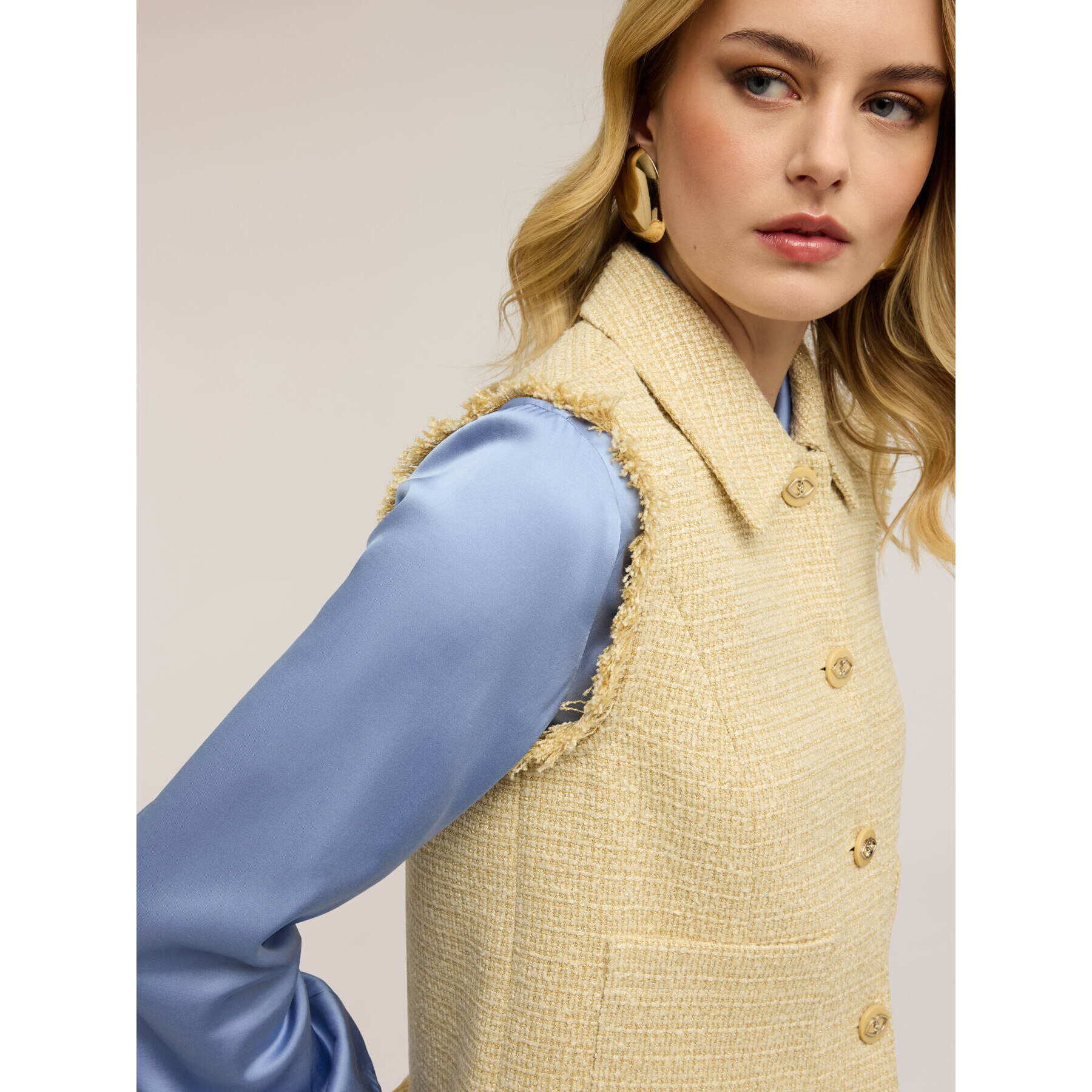 Motivi - Chaleco de bouclé con flecos - Amarillo