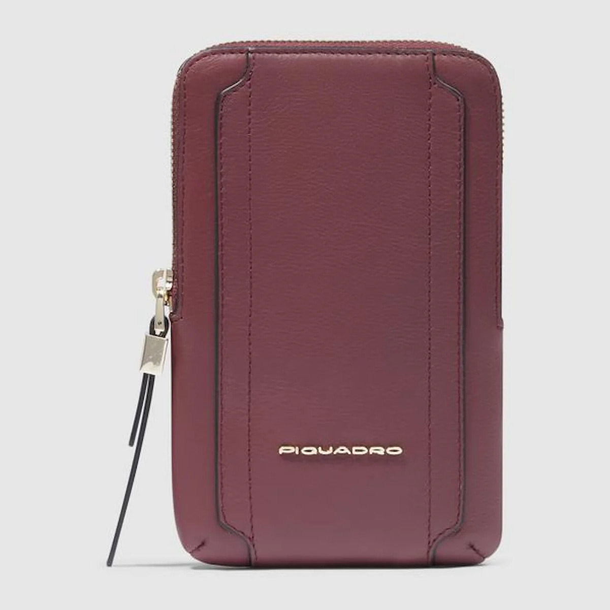 Piquadro Porta telefono da collo in pelle con porta carte di credito, schermato con protezione RFID