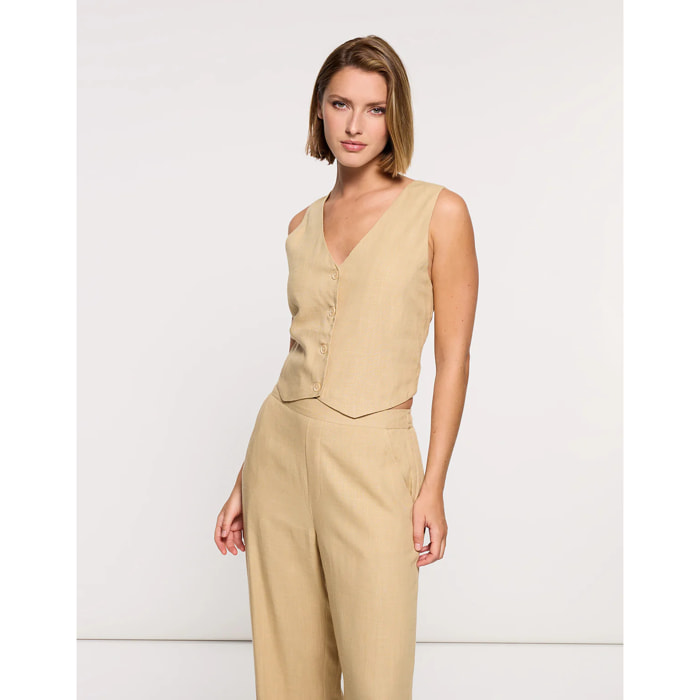 Top Chaleco Beige - Moti