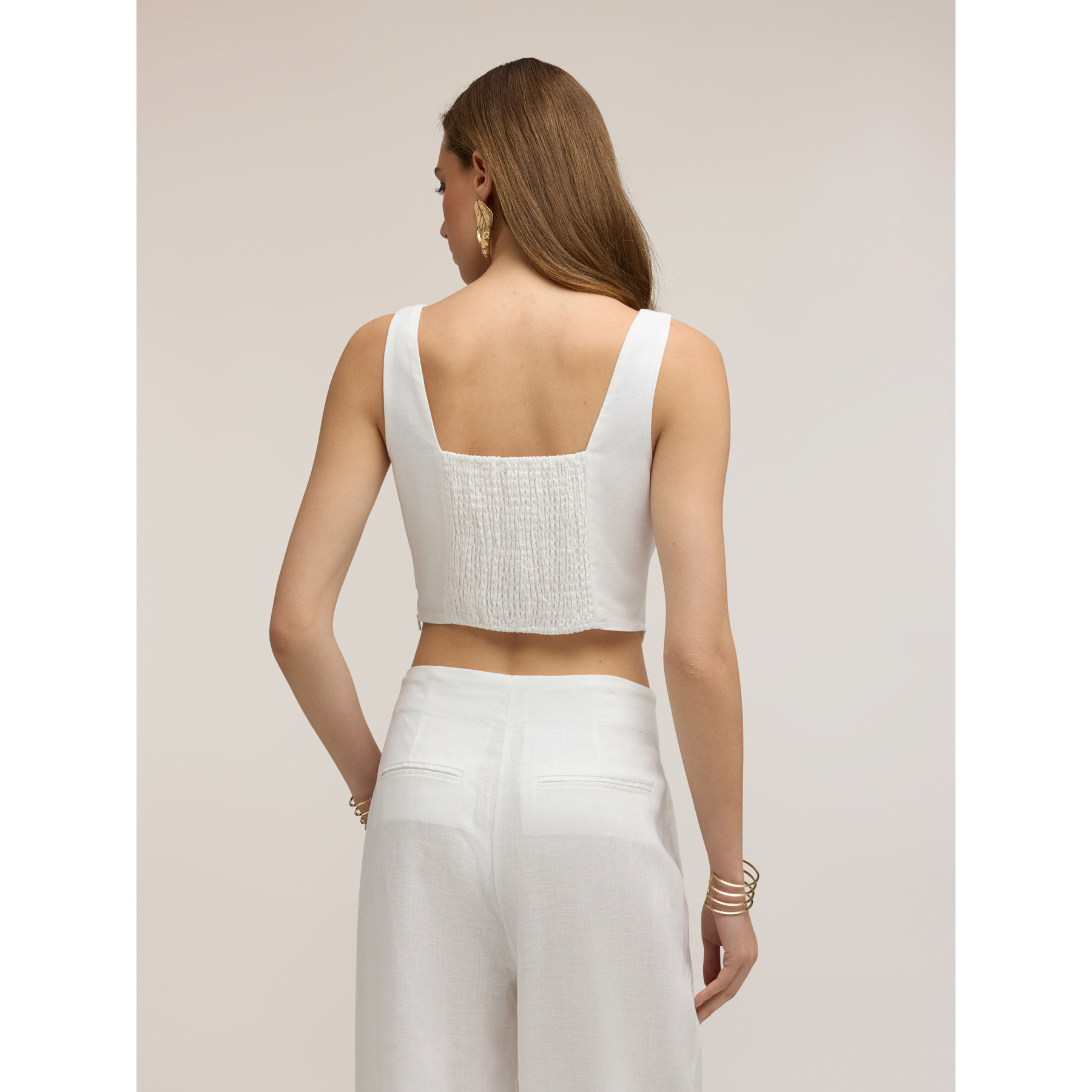 Motivi - Top bustier in misto lino lyocell - Bianco