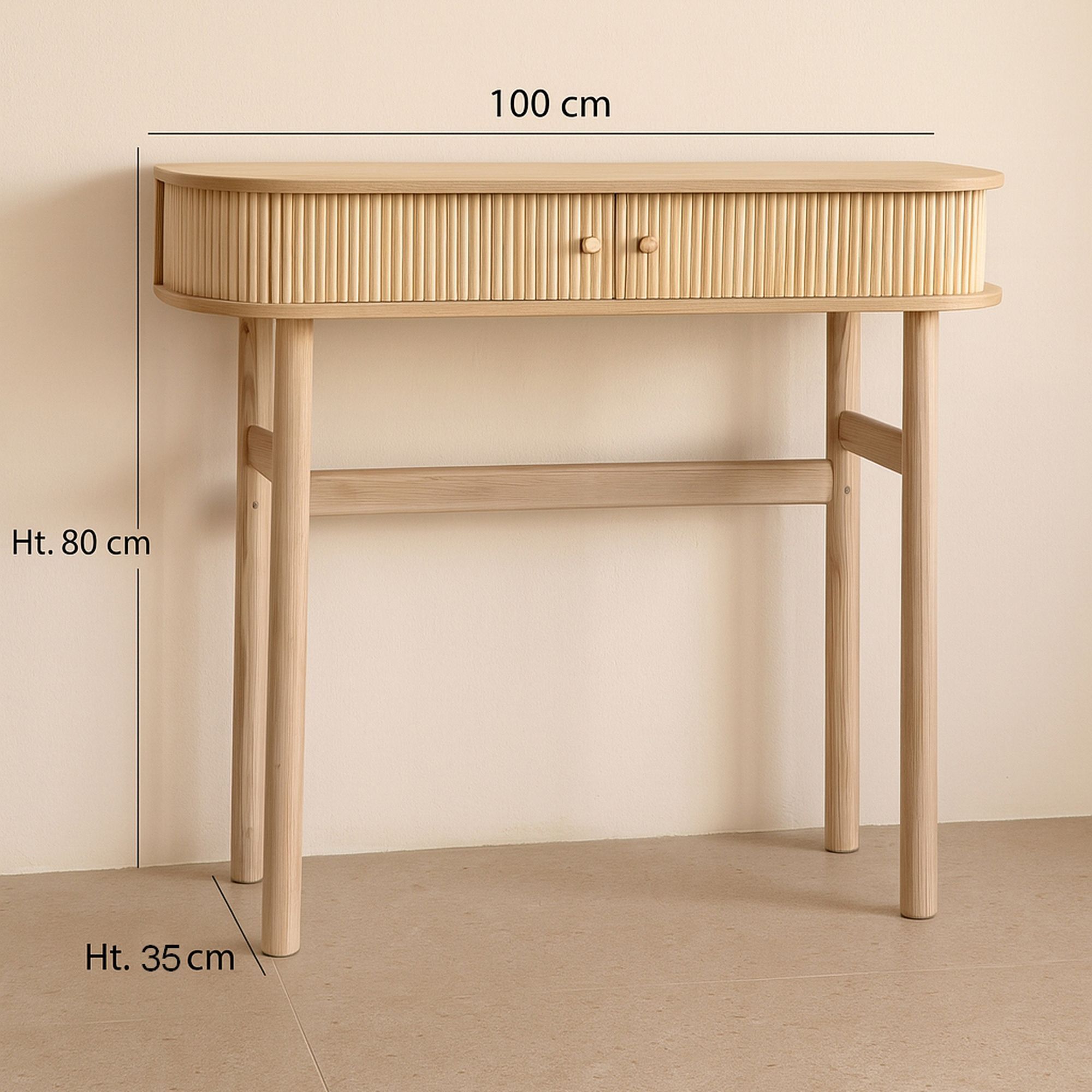 Console en bois clair avec portes coulissantes HECTOR
