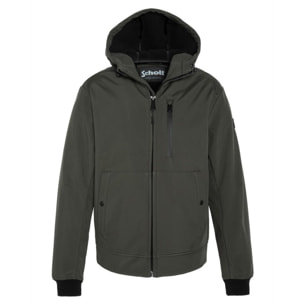 KALE HOODED SHORT JACKET IN BONDED SOFT SHELL 94% POLYESTER 6% ELASTHANE / 100% POLYESTER Cachi