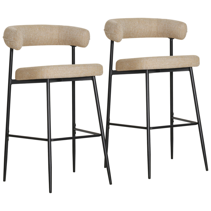 Lot de 2 tabourets de bar en tissu jaune chiné THEA