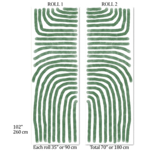 Carta da Parati Boho Astratta Verde e Bianca