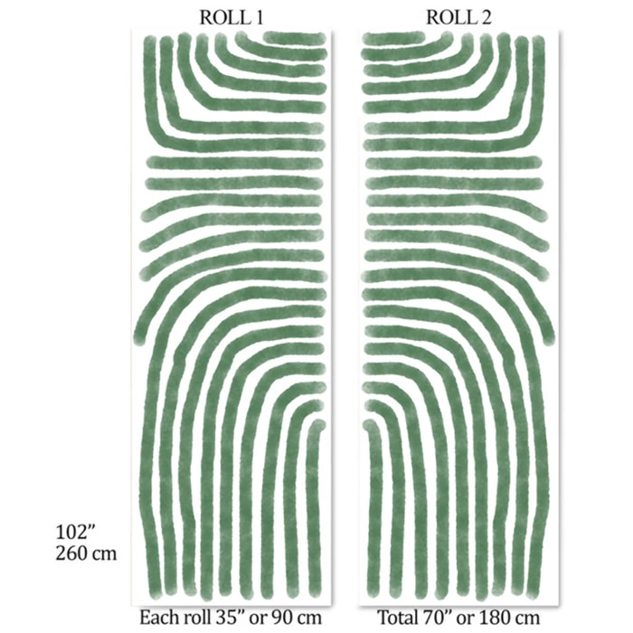 Carta da Parati Boho Astratta Verde e Bianca