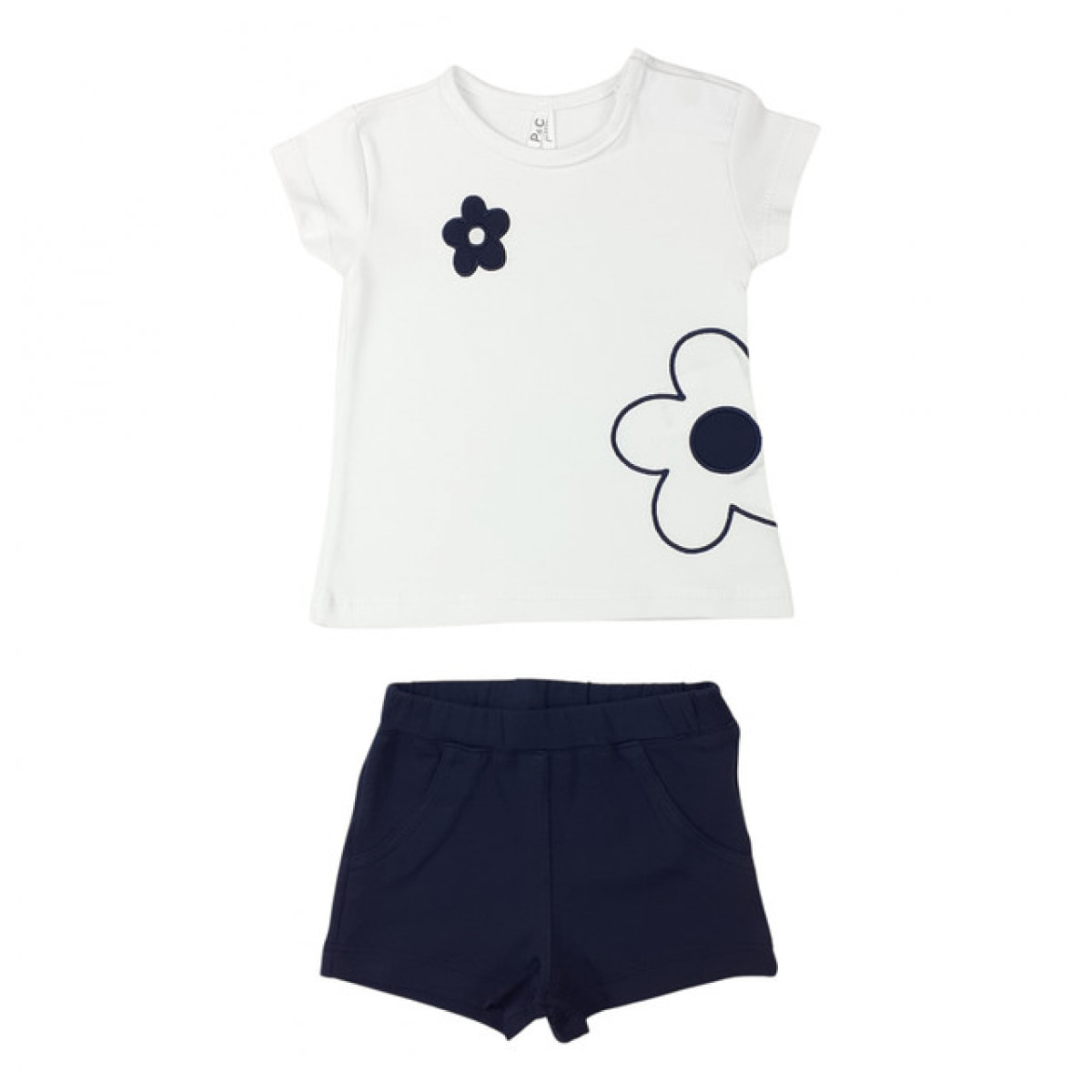 SET TSHIRT JERSEY BIANCO SHORT NAVY BLU